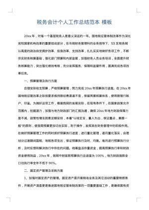 税务会计个人工作总结范本