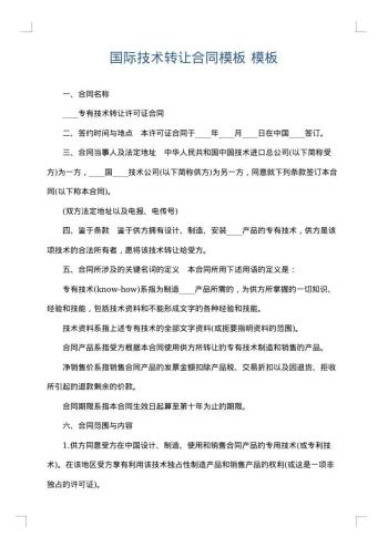 国际技术转让合同模板