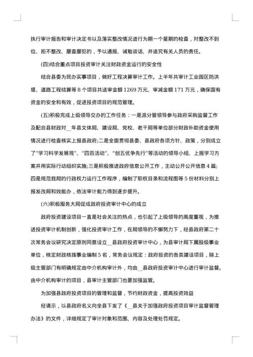 审计下半年工作总结