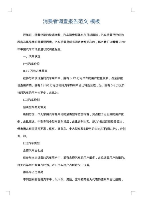消费者调查报告范文