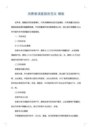 消费者调查报告范文