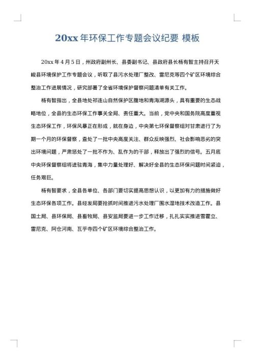 2025年环保工作专题会议纪要