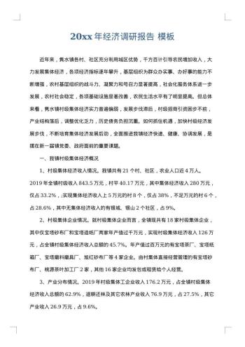 20xx年经济调研报告