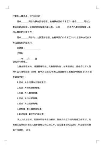 机关公文命令特点