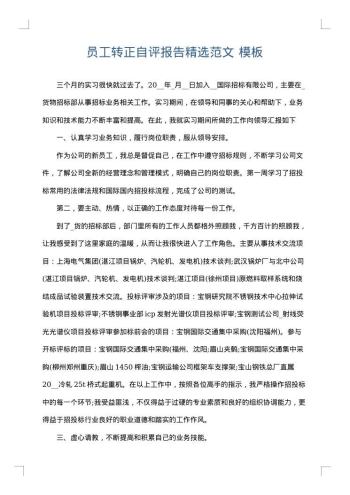 员工转正自评报告精选范文