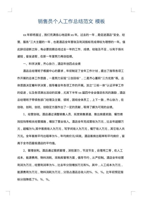 销售员个人工作总结范文
