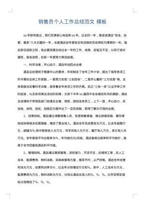 销售员个人工作总结范文