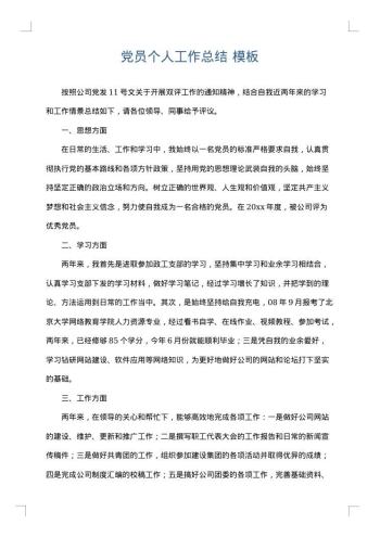 党员个人工作总结