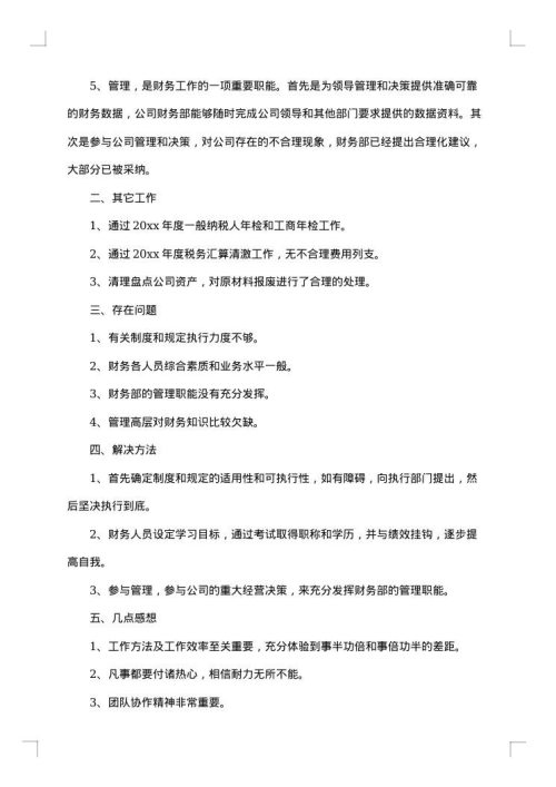 2025年财务会计个人年终工作总结范文
