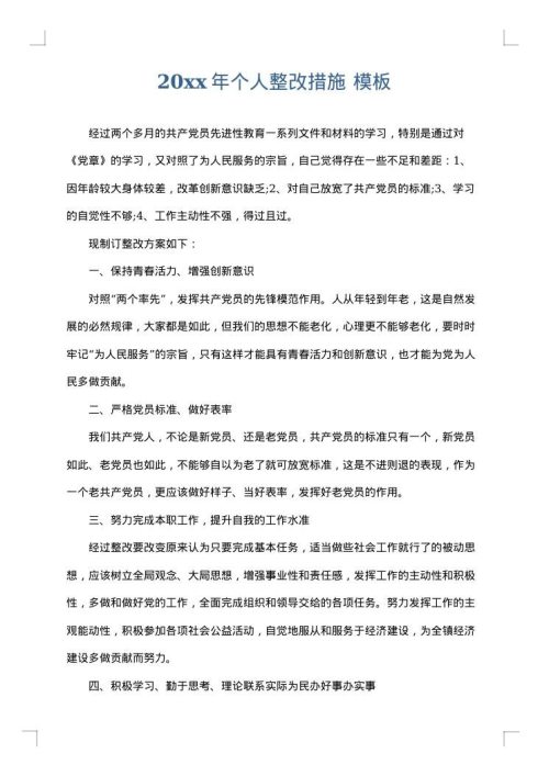 2025年个人整改措施