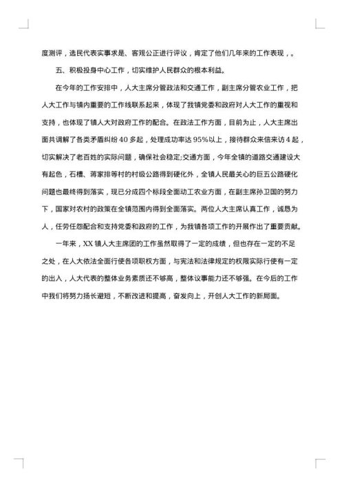 乡镇人大年终工作总结及工作计划