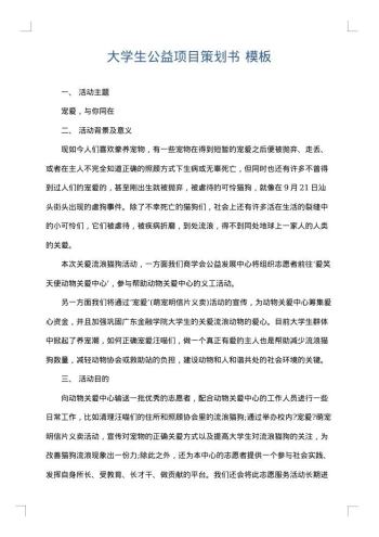 大学生公益项目策划书