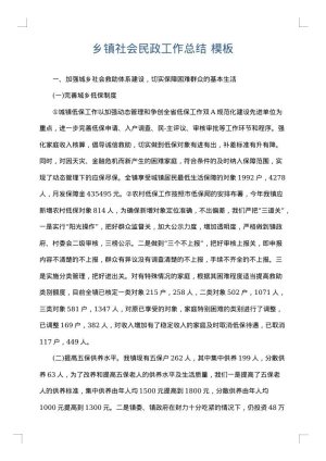 乡镇社会民政工作总结