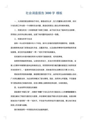 社会调查报告300字