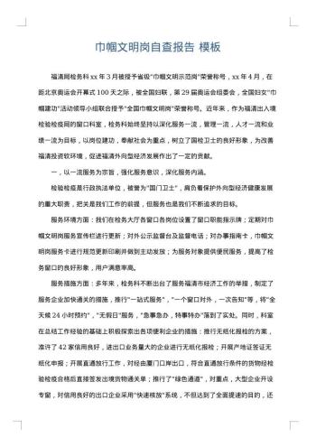 巾帼文明岗自查报告