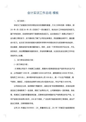 会计实训工作总结