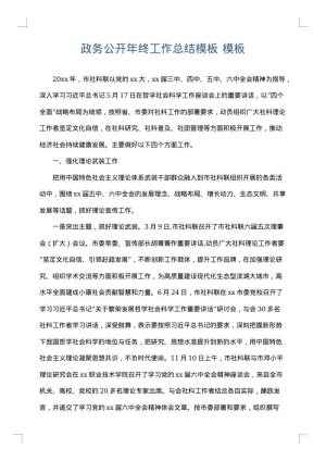 政务公开年终工作总结模板
