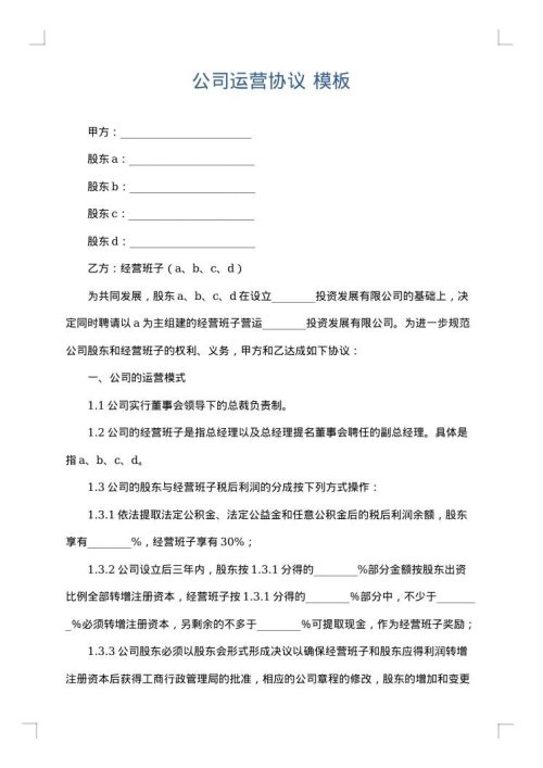 公司运营协议