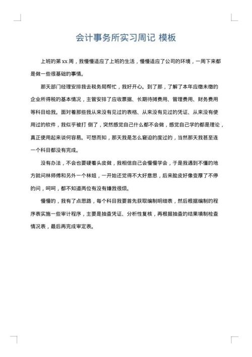 会计事务所实习周记