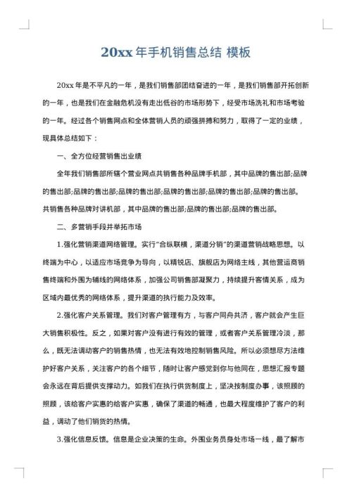 2025年手机销售总结