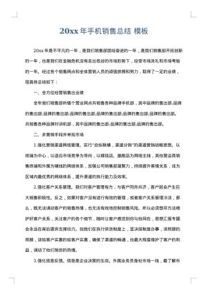 2025年手机销售总结