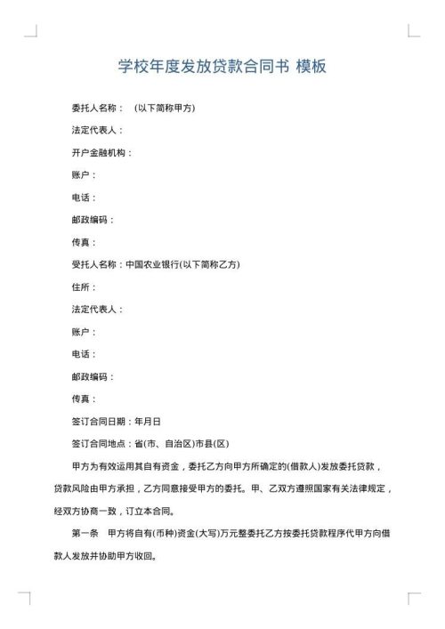学校年度发放贷款合同书