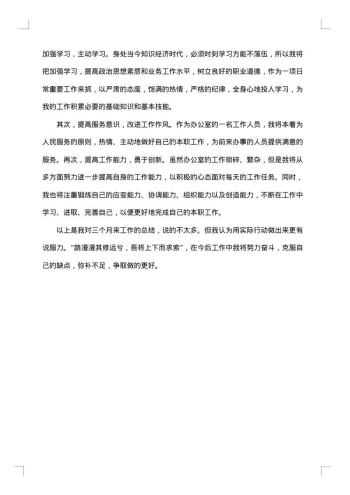 试用期工作总结及自我评价