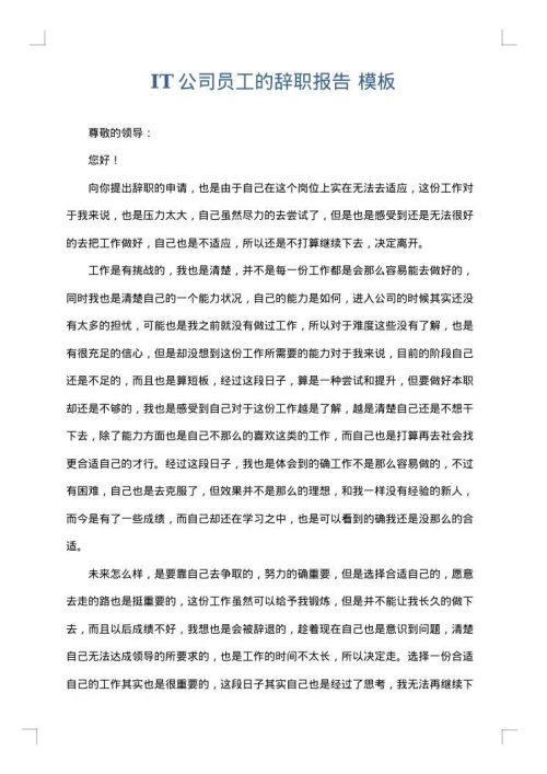 IT公司员工的辞职报告