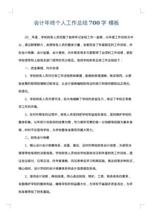 会计年终个人工作总结700字