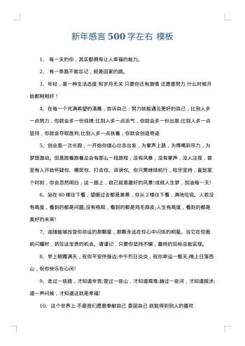 新年感言500字左右