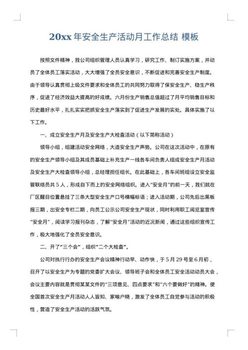 2025年安全生产活动月工作总结