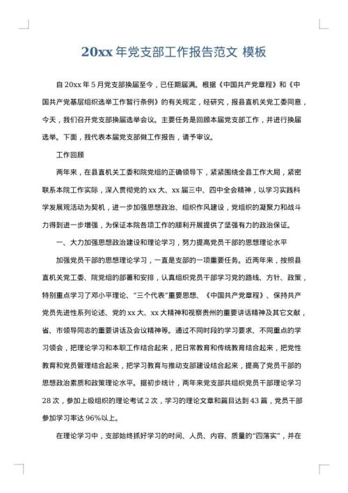 2025年党支部工作报告范文