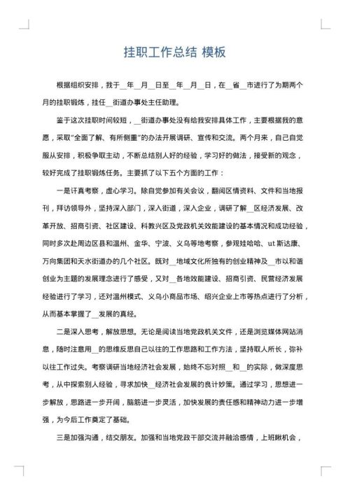 挂职工作总结