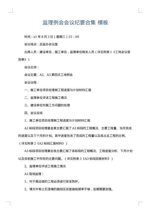 监理例会会议纪要合集
