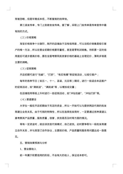 大学生网店创业策划书集锦
