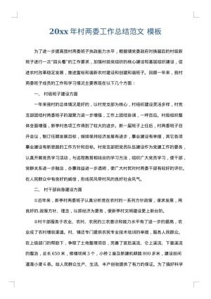 2025年村两委工作总结范文