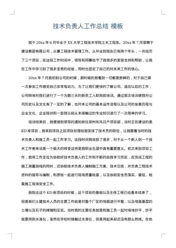 技术负责人工作总结