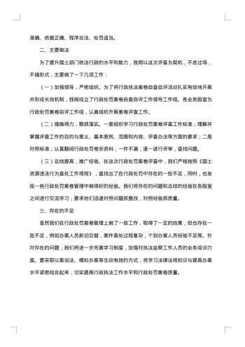 行政执法案卷评查自查报告