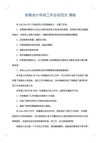 销售会计年终工作总结范文