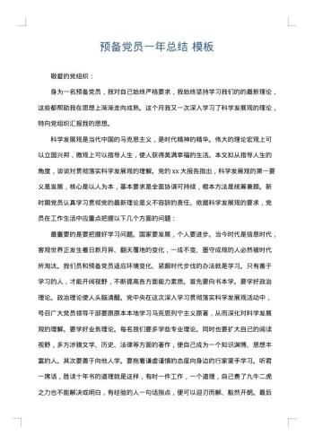 预备党员一年总结