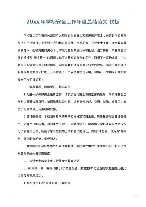2025年学校安全工作年度总结范文