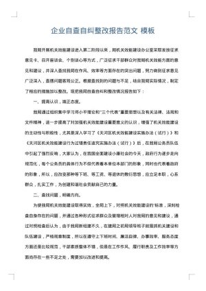 企业自查自纠整改报告范文