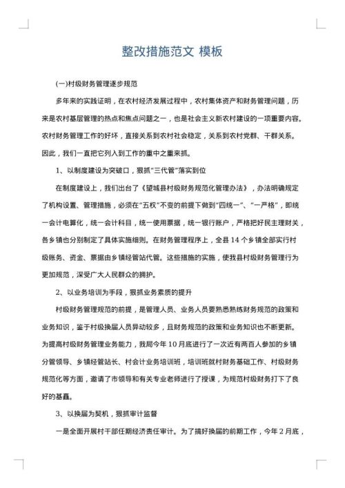 整改措施范文
