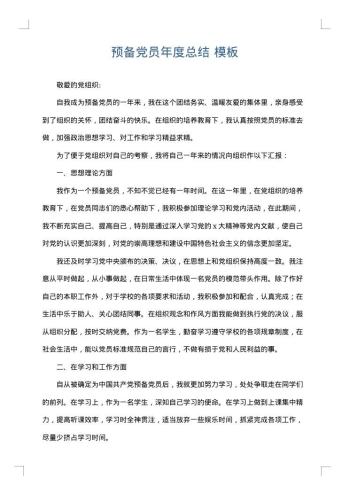预备党员年度总结