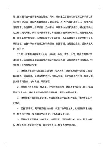 税务师事务所个人工作总结