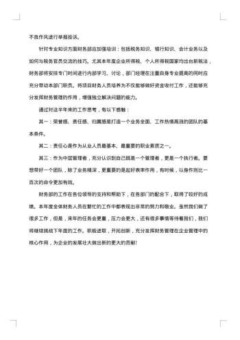 公司财务部门个人年终工作总结