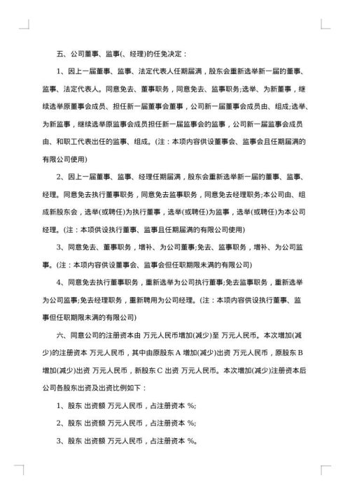 2025年股东决定