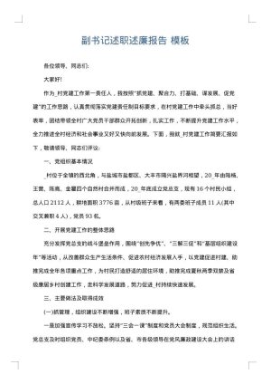 副书记述职述廉报告