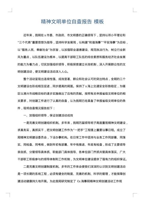 精神文明单位自查报告
