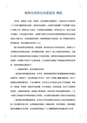 精神文明单位自查报告
